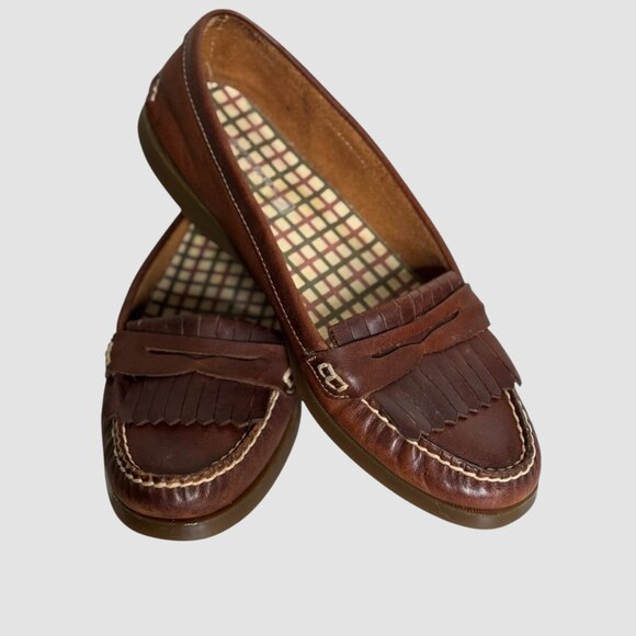 EUC Sperry Topsider Avery Kiltie Brown Penny Loafers Woman's sz 11 Leather Flats - Picture 2 of 10